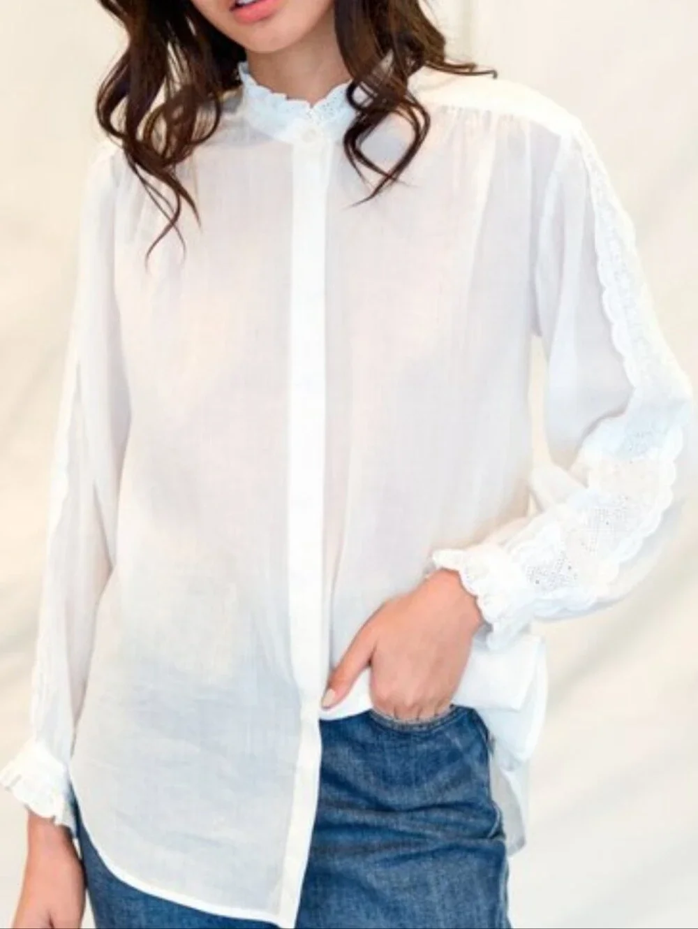 Trovata Solene Lace Trim Blouse